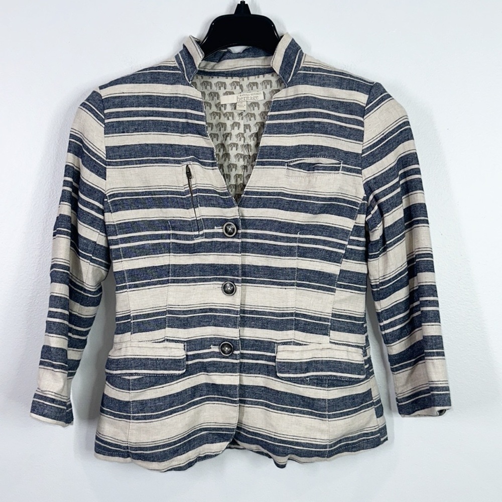 Banana Republic heritage linen blend lined blazer jacket size 0
